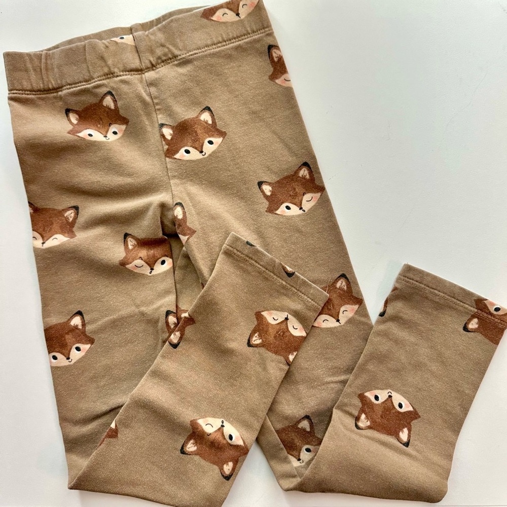 Kids Tan Fox Print Leggings